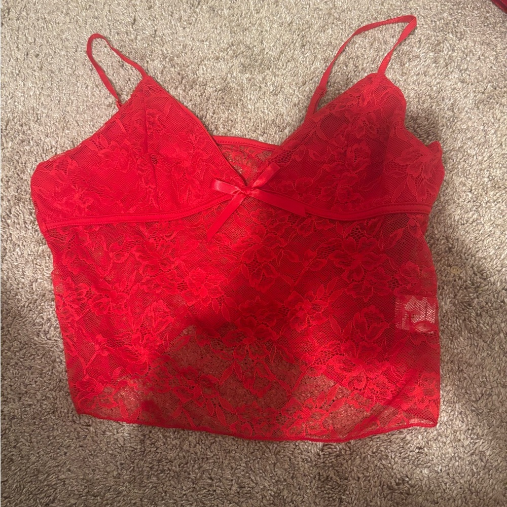 Red Lace Camisole Top
